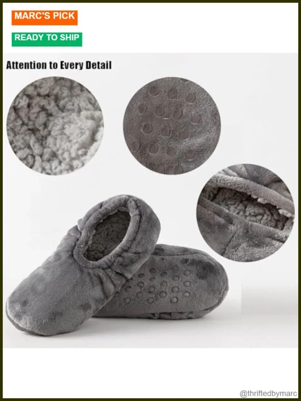 2 Pairs Non-Slip Slipper Socks for Men with Grippers Soft Indoor House Shoes